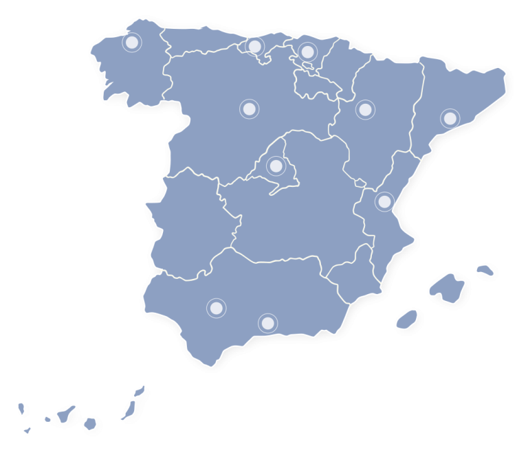 Map of Workout Retail offices and logistics centers in Spain